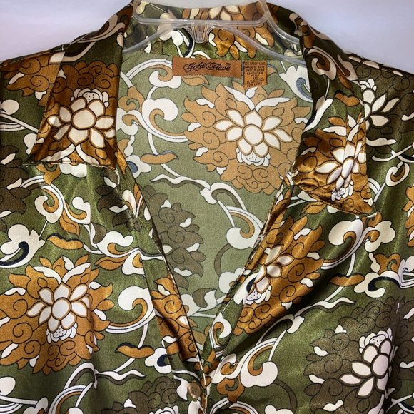 Gold Flava Satin Ruched Button Down Floral Print Blouse Plus Size 18 - Picture 8 of 16